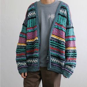 Coogie Style 80s Pop Art Color Knit Sweater Large